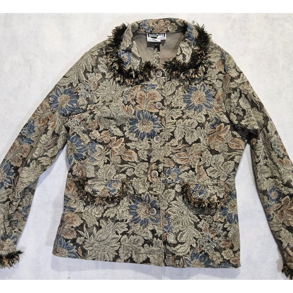 Vtg Cottagecore Jacket L Tapestry Floral Bell Sleeve Fairy Whimsy Y2K Country - Picture 2 of 10